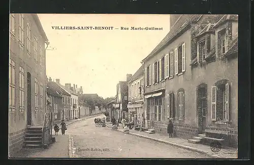 AK Villiers-Saint-Benoit, Gens et Boutiques dans Rue Marie-Guilmont