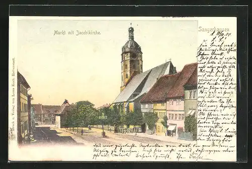 AK Sangerhausen, Strasse am Markt mit Jacobikirche