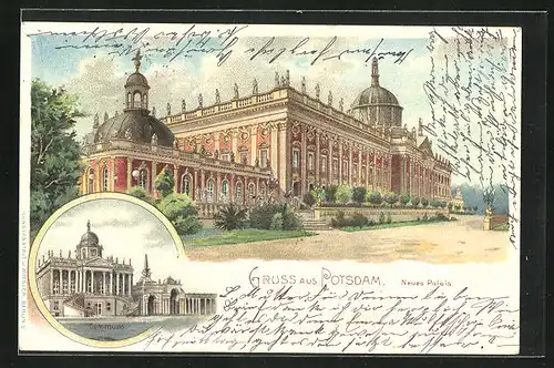 Lithographie Potsdam, Neues Palais, Communs