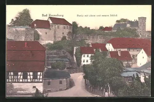 AK Bad Ronneburg, Partie mit altem und neuem Schloss