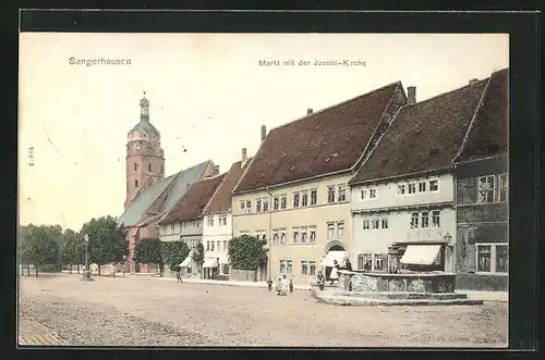 AK Sangerhausen, Strasse am Markt mit Jacobi-Kirche