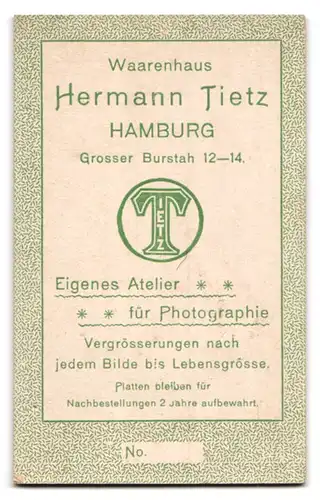 Fotografie Hermann Tietz, Hamburg, Grosser Burstah 12, Fäulein mit stechenden Augen