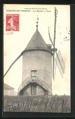 AK Romanèche-Thorins, Le Moulin à vent, Windmühle