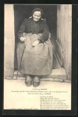 AK L`Isle-sur-Serein, Centenaire de Mme. Marie-Madeleine Breuillard, Hundertjährige