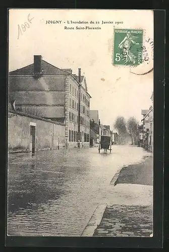 AK Joigny, L`Inondation du 22 Janvier 1910, Route Saint-Florentin, Hochwasser