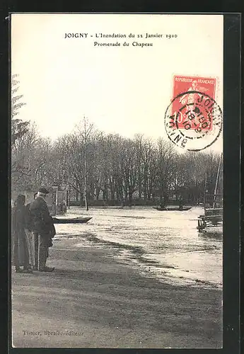 AK Joigny, L`Inondation du 22 Janvier 1910, Promenade du Chapeau, Hochwasser