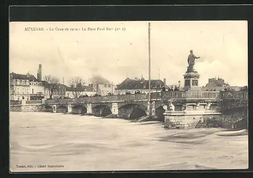 AK Auxerre, La Crue de 1910, Hochwasser, Le Pont Paul Bert