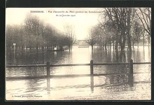 AK Tonnerrre, L`Inondation 1910, Hochwasser, Vue d`ensemble du Patis