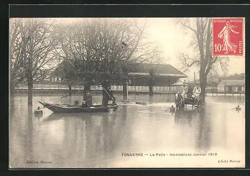 AK Tonnerrre, L`Inondation 1910, Le Patis