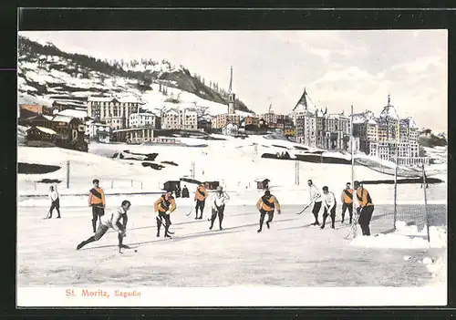 AK St. Moritz, Eishockeyspiel auf der Eisbahn