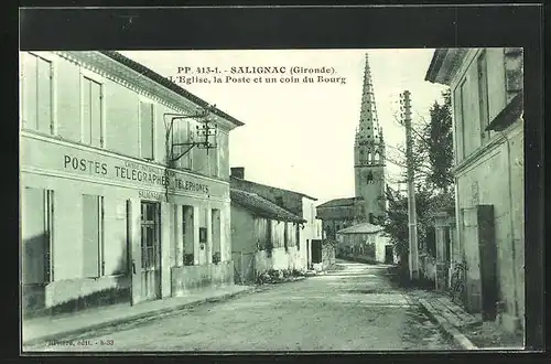 AK Salignanc, L`Eglise, La Poste et un coin du Bourg