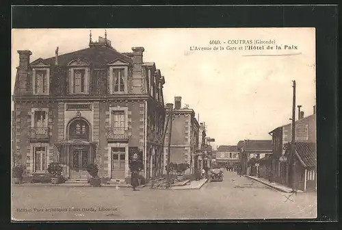 AK Coutras, L`Avenue de la Gare et l`Hotel de la Paix
