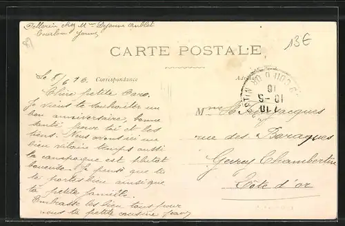 AK Courlon, La Poste et la Rue des Préaux