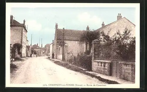 AK Champigny-sur-Yonne, Route de Chaumont