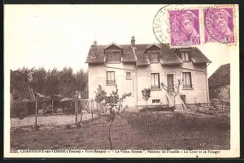 AK Champigny-sur-Yonne, Le vieux bateau, Pension de famille