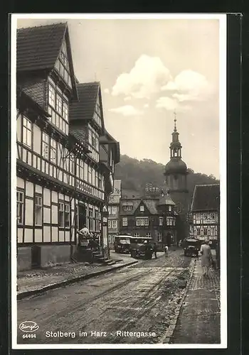 AK Stolberg / Harz, Apotheke mit Kirche in der Rittergasse