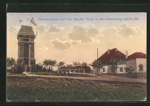 AK Bad Ronneburg, Reuster Berge, Bismarcksäule im Dämmerungslicht