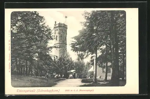 AK Oberhof, Blick auf den Schneekopfturm