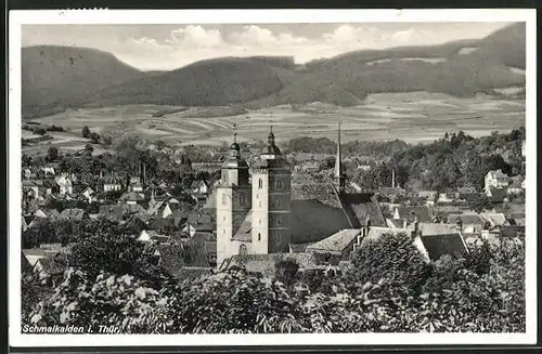 AK Schmalkalden, Blick auf den Ort mit Kirche