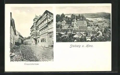 AK Stolberg a. Harz, Ortsansicht mit Gonsistorium