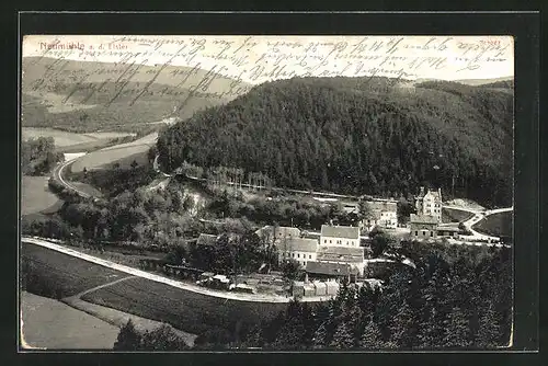 AK Neumühle a. d. Elster, Ortsansicht aus der Vogelschau