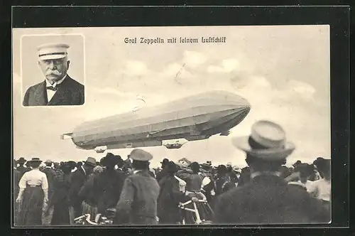 AK Graf Zeppelin mit feinem Luftschiff