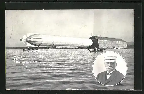 AK Zeppelin startbereit vor der Halle 1908