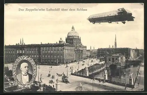 AK Berlin, Zeppelin über kgl. Schloss