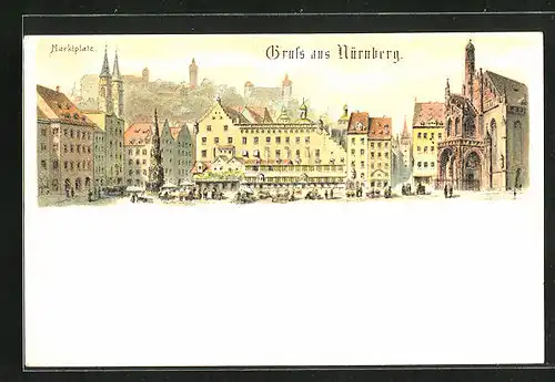 Künstler-AK Nürnberg, Marktplatz