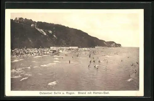 AK Sellin a. Rügen, Strand mit Herren-Bad