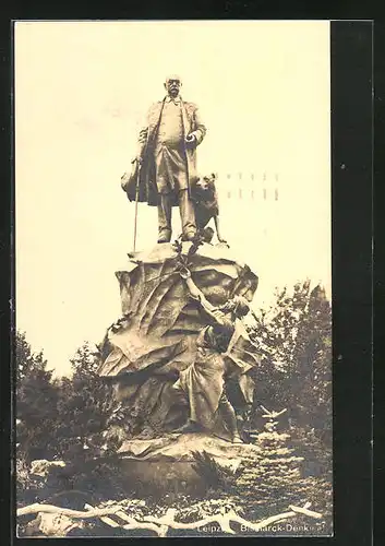 AK Leipzig, Blick auf das Bismarkdenkmal