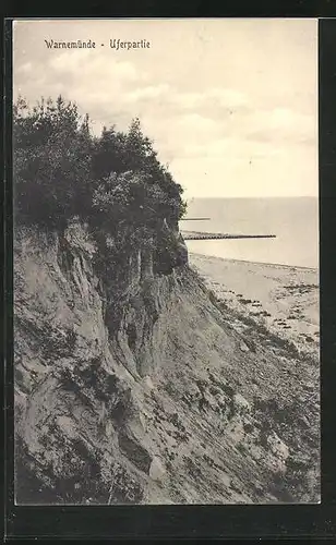 AK Warnemünde, Uferpartie aus der Vogelschau