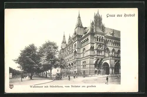 AK Rostock, Wallstrasse mit Ständehaus