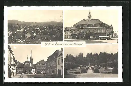 AK Emmendingen im Breisgau, Marktplatz mit Rathaus, Denkmal, Kirche