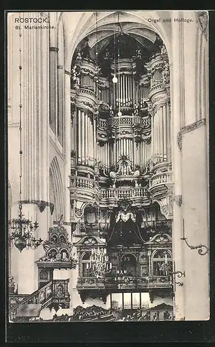 AK Rostock, Orgel und Hofloge in der St. Marienkirche