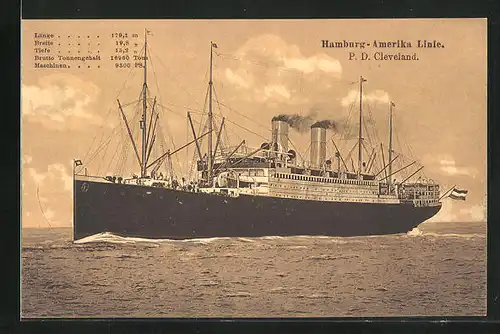 AK P. D. Cleveland, Hamburg-Amerika Linie