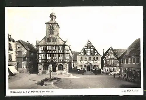 AK Heppenheim a. d. B., Marktplatz mit Rathaus