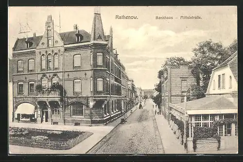 AK Rathenow, Bankhaus in der Mittelstrasse