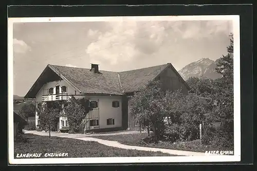 AK Bayer. Gmain, Hotel Landhaus Enzinger gegen Berggipfel