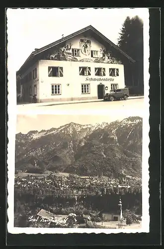 AK Bad Reichenhall, Ortsansicht mit Gasthaus Schwabenbräu