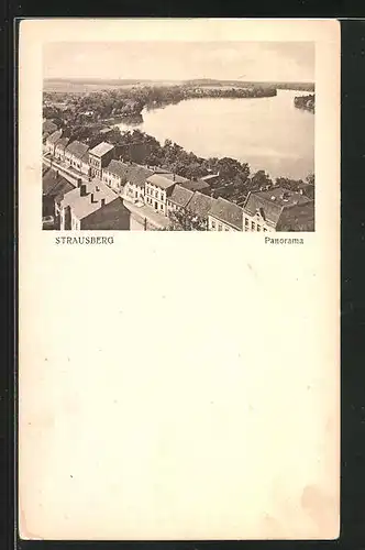 AK Strausberg, Panorama mit Stadt und See