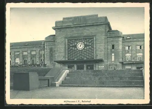 AK Mülhausen i. E., Blick auf den Bahnhof