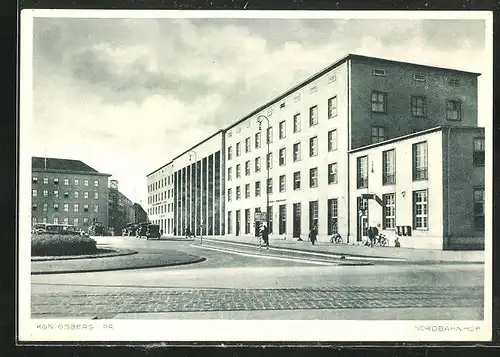 AK Königsberg i. Pr., Partie vor dem Nordbahnhof