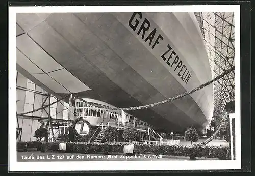 AK Luftschiff Graf Zeppelin LZ-127 während der Taufe am 9.7.1928