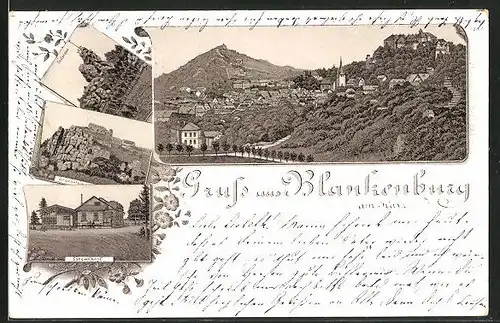 Lithographie Blankenburg, Grossvater, Regenstein, Ziegenkopf