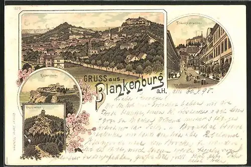 Lithographie Blankenburg a. H., Regenstein, Grossvater, Tränkestrasse