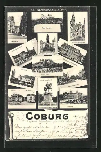 AK Coburg, Herrngasse, Hof d. Veste, Ehrenburg