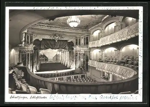 AK Schwetzingen, Blick aus der Loge auf die Bühne des Schlosstheaters