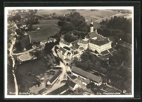 AK Andechs, Fliegeraufnahme vom Kloster