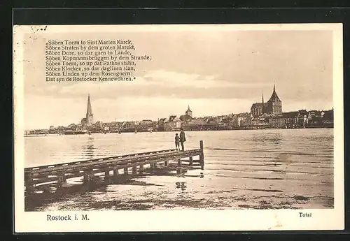 AK Rostock i.M., Blick vom Steg auf die Stadt, Vers